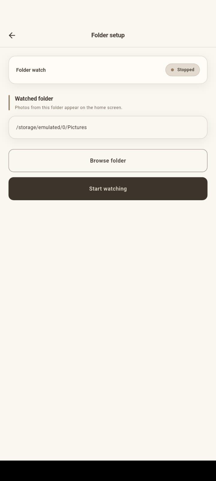 Photo booth application folder setup screen for selecting the photograph folder